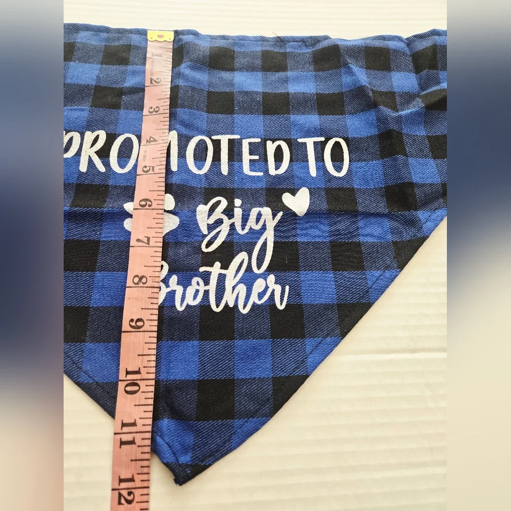 Promoted to Big Brother Blue Plaid Dog Bandana, Gender‎ Reveal Photo Prop